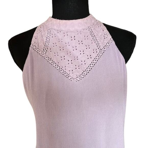 Francesca's Blue Rain Lavender Eyelet Lace Trapeze Halter Dress, size Medium - Picture 2 of 6